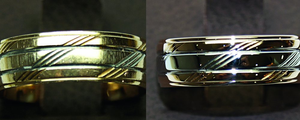 Обручальные кольца до и после полировки
